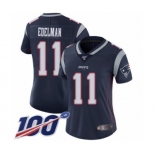 Women's New England Patriots #11 Julian Edelman Navy Blue Team Color Vapor Untouchable Limited Player 100th Season Football Jersey