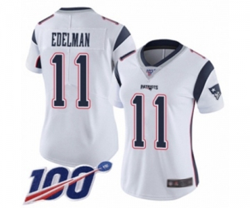 Women's New England Patriots #11 Julian Edelman White Vapor Untouchable Limited Player 100th Season Football Jersey