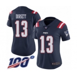 Women's New England Patriots #13 Phillip Dorsett Limited Navy Blue Rush Vapor Untouchable 100th Season Football Jersey