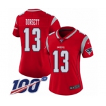 Women's New England Patriots #13 Phillip Dorsett Limited Red Inverted Legend 100th Season Football Jersey