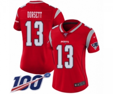 Women's New England Patriots #13 Phillip Dorsett Limited Red Inverted Legend 100th Season Football Jersey