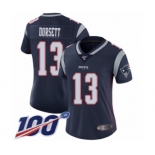 Women's New England Patriots #13 Phillip Dorsett Navy Blue Team Color Vapor Untouchable Limited Player 100th Season Football Jersey