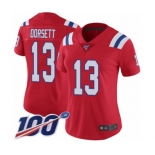 Women's New England Patriots #13 Phillip Dorsett Red Alternate Vapor Untouchable Limited Player 100th Season Football Jersey