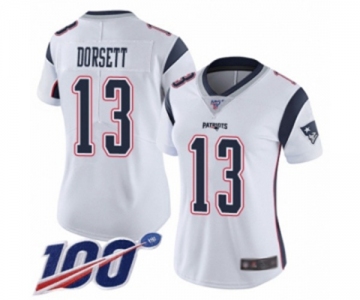 Women's New England Patriots #13 Phillip Dorsett White Vapor Untouchable Limited Player 100th Season Football Jersey