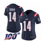 Women's New England Patriots #14 Steve Grogan Limited Navy Blue Rush Vapor Untouchable 100th Season Football Jersey