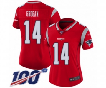 Women's New England Patriots #14 Steve Grogan Limited Red Inverted Legend 100th Season Football Jersey