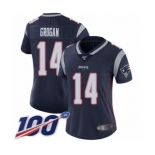 Women's New England Patriots #14 Steve Grogan Navy Blue Team Color Vapor Untouchable Limited Player 100th Season Football Jersey