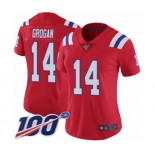 Women's New England Patriots #14 Steve Grogan Red Alternate Vapor Untouchable Limited Player 100th Season Football Jersey