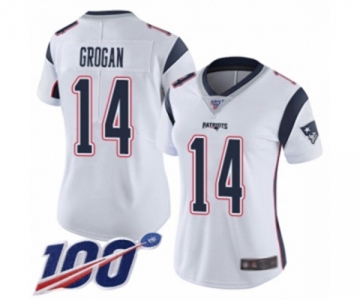 Women's New England Patriots #14 Steve Grogan White Vapor Untouchable Limited Player 100th Season Football Jersey