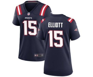 Women's New England Patriots #15 Ezekiel Elliott Navy Stitched Jersey