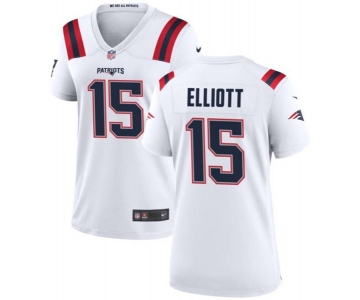 Women's New England Patriots #15 Ezekiel Elliott White Stitched Jersey