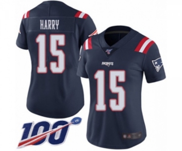 Women's New England Patriots #15 N'Keal Harry Limited Navy Blue Rush Vapor Untouchable 100th Season Football Jersey