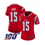 Women's New England Patriots #15 N'Keal Harry Limited Red Inverted Legend 100th Season Football Jersey