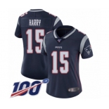 Women's New England Patriots #15 N'Keal Harry Navy Blue Team Color Vapor Untouchable Limited Player 100th Season Football Jersey