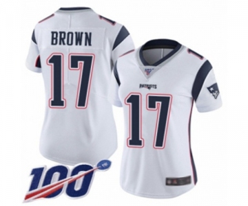 Women's New England Patriots #17 Antonio Brown White Vapor Untouchable Limited Player 100th Season Football Jersey