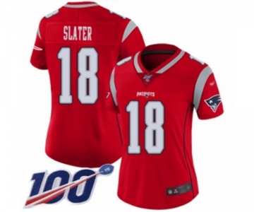 Women's New England Patriots #18 Matthew Slater Limited Red Inverted Legend 100th Season Football Jersey