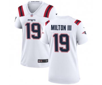 Women's New England Patriots #19 Joe Milton III 2024 White Football Stitched Jersey