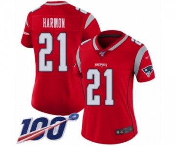 Women's New England Patriots #21 Duron Harmon Limited Red Inverted Legend 100th Season Football Jersey