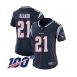 Women's New England Patriots #21 Duron Harmon Navy Blue Team Color Vapor Untouchable Limited Player 100th Season Football Jersey