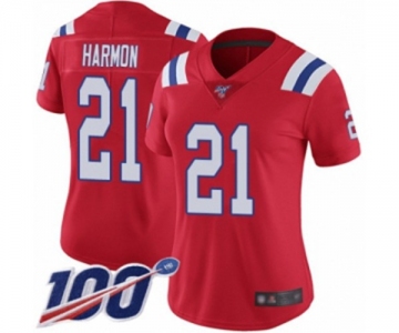 Women's New England Patriots #21 Duron Harmon Red Alternate Vapor Untouchable Limited Player 100th Season Football Jersey