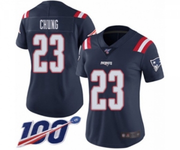 Women's New England Patriots #23 Patrick Chung Limited Navy Blue Rush Vapor Untouchable 100th Season Football Jersey