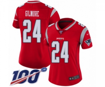 Women's New England Patriots #24 Stephon Gilmore Limited Red Inverted Legend 100th Season Football Jersey