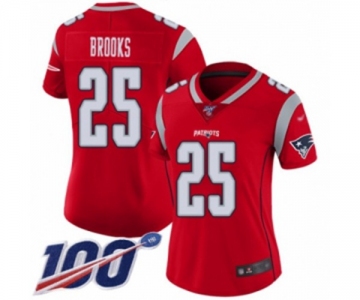 Women's New England Patriots #25 Terrence Brooks Limited Red Inverted Legend 100th Season Football Jersey