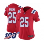 Women's New England Patriots #25 Terrence Brooks Red Alternate Vapor Untouchable Limited Player 100th Season Football Jersey