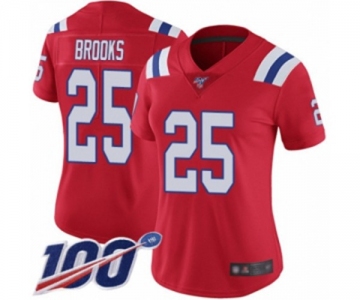 Women's New England Patriots #25 Terrence Brooks Red Alternate Vapor Untouchable Limited Player 100th Season Football Jersey