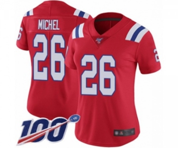 Women's New England Patriots #26 Sony Michel Red Alternate Vapor Untouchable Limited Player 100th Season Football Jersey