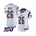 Women's New England Patriots #26 Sony Michel White Vapor Untouchable Limited Player 100th Season Football Jersey