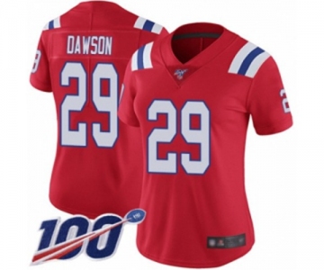 Women's New England Patriots #29 Duke Dawson Red Alternate Vapor Untouchable Limited Player 100th Season Football Jersey