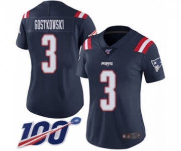 Women's New England Patriots #3 Stephen Gostkowski Limited Navy Blue Rush Vapor Untouchable 100th Season Football Jersey