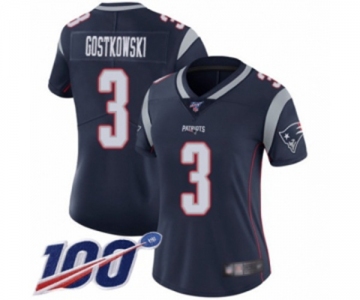 Women's New England Patriots #3 Stephen Gostkowski Navy Blue Team Color Vapor Untouchable Limited Player 100th Season Football Jersey