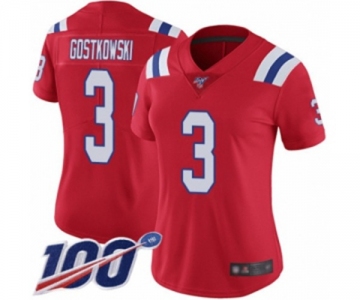 Women's New England Patriots #3 Stephen Gostkowski Red Alternate Vapor Untouchable Limited Player 100th Season Football Jersey