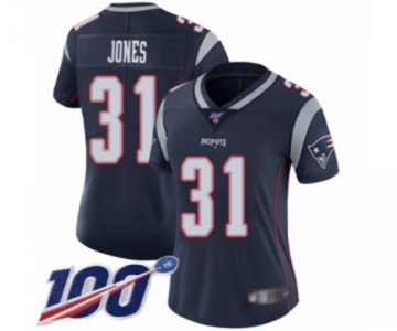 Women's New England Patriots #31 Jonathan Jones Navy Blue Team Color Vapor Untouchable Limited Player 100th Season Football Jersey