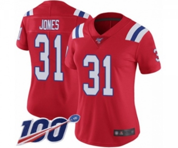 Women's New England Patriots #31 Jonathan Jones Red Alternate Vapor Untouchable Limited Player 100th Season Football Jersey