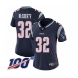 Women's New England Patriots #32 Devin McCourty Navy Blue Team Color Vapor Untouchable Limited Player 100th Season Football Jersey