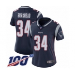 Women's New England Patriots #34 Rex Burkhead Navy Blue Team Color Vapor Untouchable Limited Player 100th Season Football Jersey