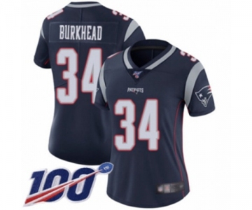 Women's New England Patriots #34 Rex Burkhead Navy Blue Team Color Vapor Untouchable Limited Player 100th Season Football Jersey