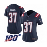 Women's New England Patriots #37 Damien Harris Limited Navy Blue Rush Vapor Untouchable 100th Season Football Jersey