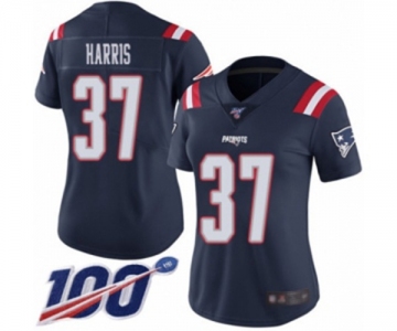 Women's New England Patriots #37 Damien Harris Limited Navy Blue Rush Vapor Untouchable 100th Season Football Jersey