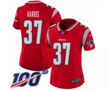 Women's New England Patriots #37 Damien Harris Limited Red Inverted Legend 100th Season Football Jersey