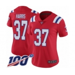 Women's New England Patriots #37 Damien Harris Red Alternate Vapor Untouchable Limited Player 100th Season Football Jersey