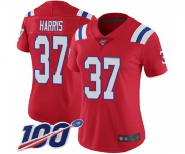 Women's New England Patriots #37 Damien Harris Red Alternate Vapor Untouchable Limited Player 100th Season Football Jersey