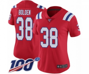 Women's New England Patriots #38 Brandon Bolden Red Alternate Vapor Untouchable Limited Player 100th Season Football Jersey