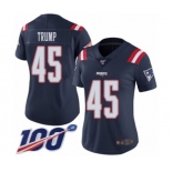 Women's New England Patriots #45 Donald Trump Limited Navy Blue Rush Vapor Untouchable 100th Season Football Jersey