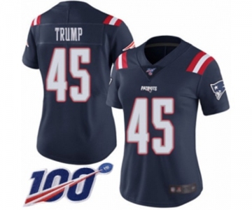 Women's New England Patriots #45 Donald Trump Limited Navy Blue Rush Vapor Untouchable 100th Season Football Jersey