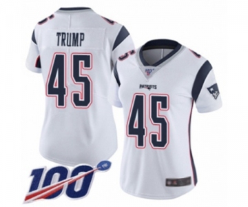 Women's New England Patriots #45 Donald Trump White Vapor Untouchable Limited Player 100th Season Football Jersey