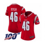 Women's New England Patriots #46 James Develin Limited Red Inverted Legend 100th Season Football Jersey